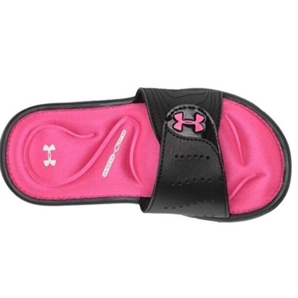 Under Armour Girls Ignite IX Slide Sandal Black/Pink/White 3Y US Little Kid New - Picture 5 of 9